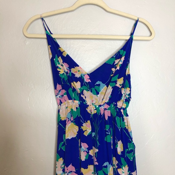 Yumi Kim Silk Blue Floral Print Tiered Maxi Dress - Picture 4 of 14